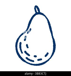 Doodle de poire dessiné à la main. Croquis de fruits mignons dans le style de bande dessinée. Illustration de nourriture fraîche, juteuse et saine pour autocollants, emballage, décoration de cuisine, Li organique Illustration de Vecteur