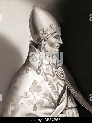 Le pape Adrien IV ou Hadrien IV, Adrianus IV, Hadrianus IV, né Nicolas Breakspear ou Brekespear, c. 1100-1159, évêque de Rome de 1154 à sa mort Banque D'Images