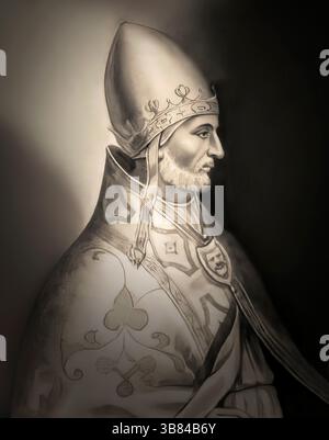 Le pape Adrien IV ou Hadrien IV, Adrianus IV, Hadrianus IV, né Nicolas Breakspear ou Brekespear, c. 1100-1159, évêque de Rome de 1154 à sa mort Banque D'Images