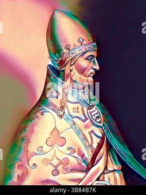 Le pape Adrien IV ou Hadrien IV, Adrianus IV, Hadrianus IV, né Nicolas Breakspear ou Brekespear, c. 1100-1159, évêque de Rome de 1154 à sa mort Banque D'Images