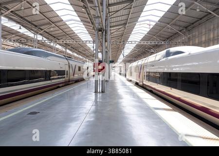 17 avril 2024, Malaga, Andalousie, États-Unis : le train à grande vitesse arrive à la gare de MarÃ­a Zambrano de Malaga, plaque tournante du transport ferroviaire en Andalousie, Espagne. (Crédit image : © Walter G Arce Sr Grindstone Medi/ASP) Banque D'Images