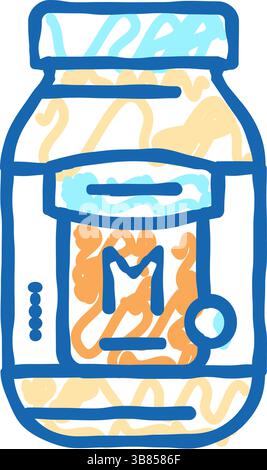 illustration de l'icône de doodle de l'icône de la nourriture de la bouteille de mayonnaise Illustration de Vecteur
