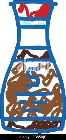 icône de nourriture de sauce de bouteille de soja doodle illustration Illustration de Vecteur