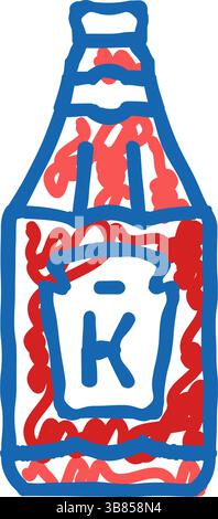 bouteille de ketchup sauce nourriture icône doodle illustration Illustration de Vecteur