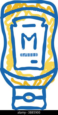 bouteille de moutarde sauce nourriture icône doodle illustration Illustration de Vecteur