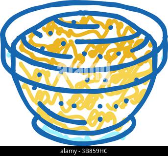 bol sauce moutarde icône de nourriture doodle illustration Illustration de Vecteur