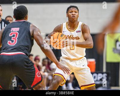 23 mars 2024 : Garde Damani McEntire (5 ans) de Bethune-Cookman lors de la 1ère mi-temps du RO College Basketball Invitational entre Arkansas State Red Wolves et Bethune Cookman Wildcats à Ocean Center à Daytona Beach, FL. Romeo T Guzman/Cal Sport Media (crédit image : Banque D'Images