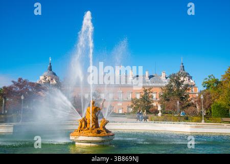 Palais Royal de parterres. Aranjuez, Madrid, province de l'Espagne. Banque D'Images