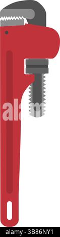 Outil de clé à tube isolé, plomberie et concept de réparation Illustration de Vecteur