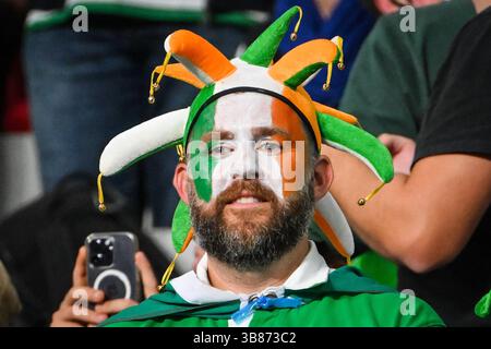 7 octobre 2023, Saint-Denis, France, France : supporter de l'Irlande lors de la Coupe du monde 2023, Poule B match entre l'Irlande et l'Écosse au stade de France le 07 octobre 2023 à Saint-Denis près de Paris, France. (Crédit image : © Matthieu Mirville/ZUMA Press Wire) Banque D'Images