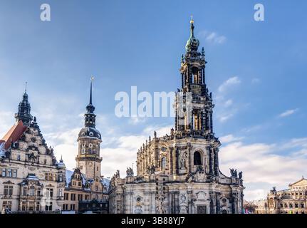 Le château de Dresde et la catherdal dans la vieille ville Banque D'Images