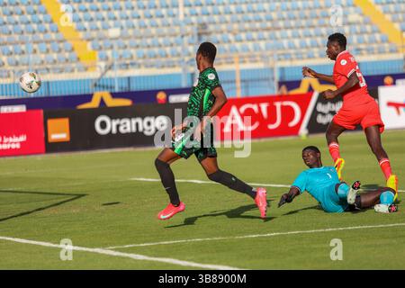 LE CAIRE, ÉGYPTE - 7 MAI : lors du match de la Coupe d'Afrique des Nations U20 CAF masculin entre le Nigeria et le Bénin au stade 30 juin, le 7 mai 2025 au Caire, Égypte. Banque D'Images