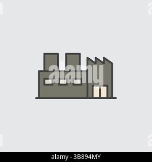 Icône vectorielle colorée d'un symbole industriel, de fabrication et de production de bâtiment d'usine Illustration de Vecteur
