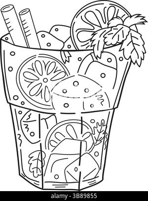 Cocktails illustration vectorielle dessinée à la main. Boissons tropicales de style doodle dans des verres avec garnitures de fruits. Parfait pour les menus de bar, fête d'été Illustration de Vecteur
