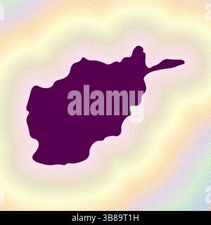 Icône de carte Afghanistan. Forme de pays sur fond dégradé rayé radiant. Afghanistan affiche vibrante. Illustration vectorielle créative. Illustration de Vecteur