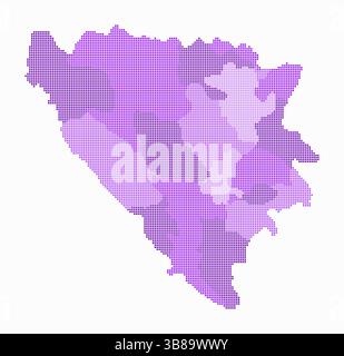 Carte en pointillés de Bosnie-Herzégovine. Carte de style numérique du pays sur fond blanc. Forme de Bosnie-Herzégovine avec des points carrés. Illustration de Vecteur