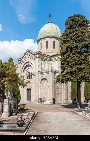 Chapelle funéraire (Famedio) dans le cimetière monumental de Lugano, dans le canton du Tessin, Suisse Banque D'Images