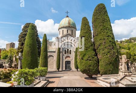 Chapelle funéraire (Famedio) dans le cimetière monumental de Lugano, dans le canton du Tessin, Suisse Banque D'Images