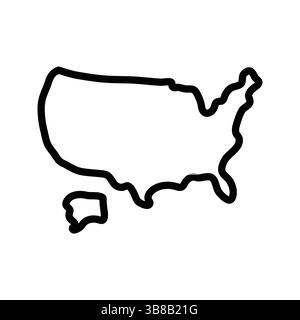 Icône de carte des États-Unis d'Amérique. Carte de contour des États-Unis. Design d'icône simple. Illustration vectorielle Illustration de Vecteur