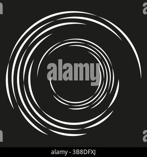 Lignes spirales circulaires. Formes d'arc abstraites. Motif de vortex vectoriel. Composition pour tourbillons noirs. Illustration de Vecteur