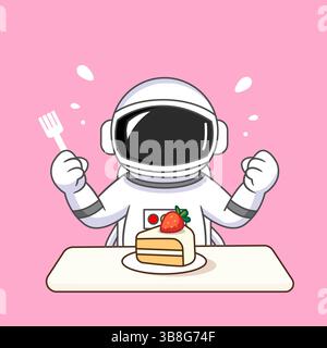 Astronaute Delight Cake dans l'espace illustration vectorielle dessin animé Illustration de Vecteur