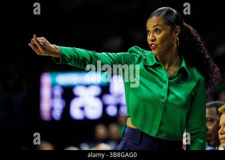 29 février 2024 : South Bend, Indiana, États-Unis : l'entraîneur-chef de notre Dame Niele Ivey pendant le match de basket-ball féminin de la NCAA entre les Virginia Tech Hokies et les notre Dame Fighting Irish au Purcell Pavilion au Joyce Center à South Bend. (Crédit image : © John Mersits/CSM via ZUMA Press Wire) Banque D'Images