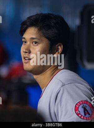 9 décembre 2023, Los Angeles, Californie, États-Unis : Shohei Ohtani signe avec les Dodgers de Los Angeles un contrat de 10 ans, 700 millions de dollars sur un coup de fouet de 35 millions de dollars par an et 35 millions de dollars par an. PHOTO DU DOSSIER : Shohei Ohtani #17 des Los Angeles Angels dans la dugout lors de leur match MLB contre les Los Angeles Dodgers le mercredi 15 juin 2022 au Dodger Stadium de Los Angeles, Californie. Les Dodgers battent les Anges, 4-1. JAVIER ROJAS/PI (crédit image : © PI via ZUMA Press Wire) Banque D'Images