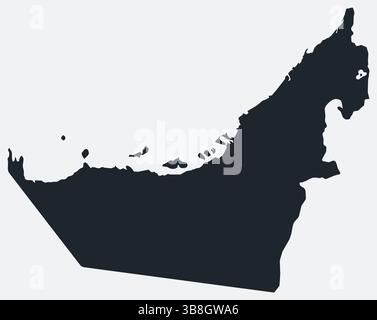 Carte des Émirats arabes Unis. Juste une simple carte de bordure. Forme du pays. Contour blanc plat des Émirats arabes Unis. Illustration des limites vectorielles. Illustration de Vecteur