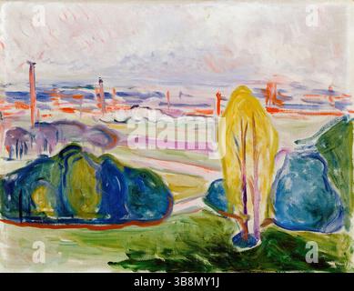 Edvard Munch, vue à travers Chemnitztal, peinture de paysage à l'huile sur toile, 1905 Banque D'Images