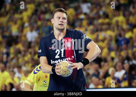 27 septembre 2023, Kielce, Pologne : Kamil Syprzak du Paris Saint-Germaint vu en action lors du match de Ligue des Champions de l'EHF entre Industria Kielce et le Paris Saint-Germain Handball au Hala LegionÃ³w à Kielce. Scores finaux ; Industria Kielce 29 : 30 Paris Saint-Germaint. (Crédit image : © Grzegorz Wajda/SOPA images via ZUMA Press Wire) Banque D'Images