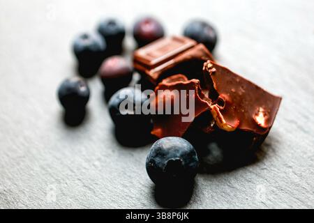 Myrtille et chocolat Banque D'Images