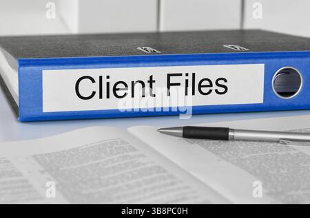 Dossier portant l'étiquette fichiers client Banque D'Images