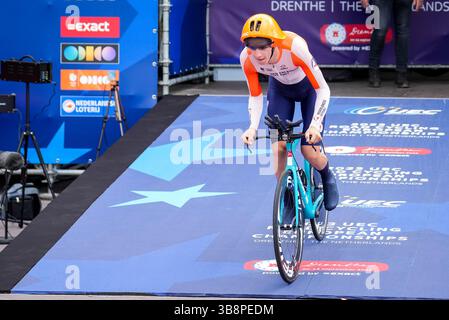 Emmen, pays-Bas. 20 septembre 2023. EMMEN, PAYS-BAS - 20 SEPTEMBRE : Wessel Mouris des pays-Bas en compétition dans le contre-la-montre individuel masculin des U23 Championnats d'Europe de cyclisme sur route DE l'UEC 2023 au WILDLANDS Adventure Zoo Emmen le 20 septembre 2023 à Emmen, pays-Bas (photo de René Nijhuis/Agence BSR) crédit : Agence BSR/Alamy Live News Banque D'Images