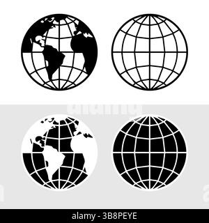 Icône Web , site Web , illustration vectorielle d'icône de globe, aller à l'icône de symbole de Web, symbole de WWW, ensemble d'icônes de page d'accueil, clip art de terre, symbole de globe isolé blanc Illustration de Vecteur
