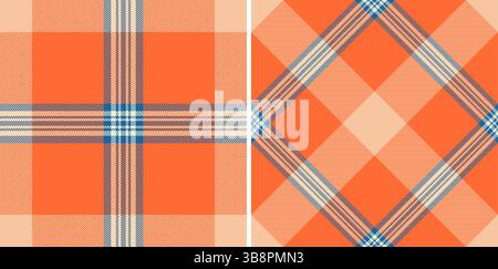 Motifs écossais orange et bleu éclatants. Deux designs textiles sans couture, parfaits pour la mode, la décoration intérieure ou les arrière-plans de site Web. Texture classique à carreaux Illustration de Vecteur