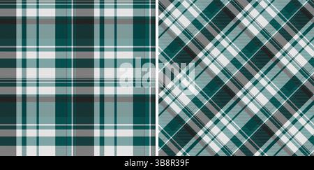 Motifs écossais sarcelle et gris. Ensemble de textures sans couture tartan classique pour le textile, les vêtements, le papier d'emballage ou les arrière-plans. Polyvalent pour le design proje Illustration de Vecteur