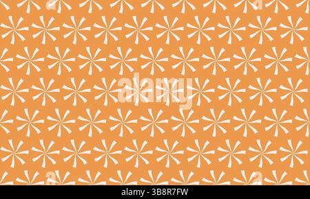 Fond orange vif avec un motif répétitif de rafales de soleil stylisées. Parfait pour la conception textile, les arrière-plans de site Web, ou l'ajout d'une touche de Illustration de Vecteur
