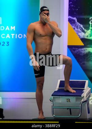 ROTTERDAM, PAYS-BAS - 3 DÉCEMBRE : Jesse Puts des pays-Bas se concentre avant de participer à la finale masculine du 50 m libre lors du jour 4 de la rencontre de qualification de Rotterdam au Zwemcentrum Rotterdam le 3 décembre 2023 à Rotterdam, pays-Bas (photo de Rene Nijhuis/BSR Agency) Banque D'Images