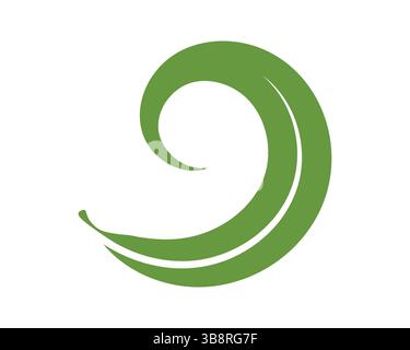 Design élégant de logo de feuille. Une icône de feuille verte minimale et tourbillonnante représentant la croissance, la nature et la durabilité. Idéal pour les entreprises écologiques et br Illustration de Vecteur