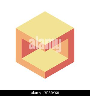 Cube isométrique abstrait dans des tons de terre chauds. Crée une illusion de profondeur et de perspective, parfaite pour les présentations, les sites Web ou les conceptions nécessitant un Illustration de Vecteur