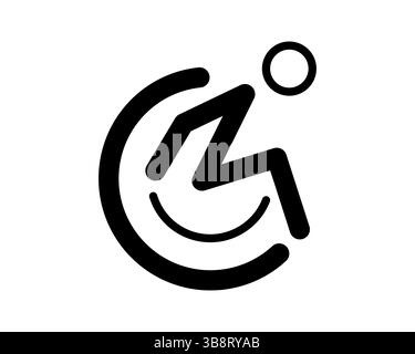 Icône audacieuse et minimaliste représentant une personne en fauteuil roulant, parfaite pour les sites Web, les applications et les infographies liées à l'accessibilité, la sensibilisation au handicap, Illustration de Vecteur
