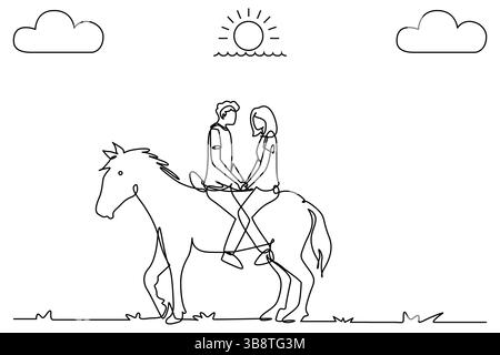 Coucher de soleil continu dessin d'une ligne de contour illustration vectorielle simple Illustration de Vecteur