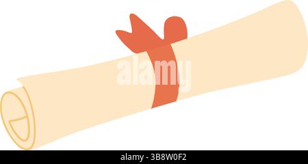 Illustration vectorielle d'un diplôme roulé. Diplôme universitaire. Éducation réussie. Illustration de dessin animé. Illustration de Vecteur