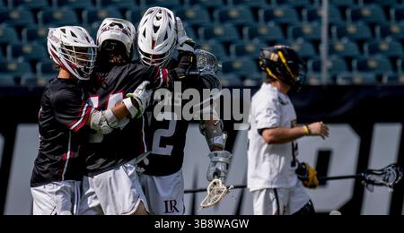 26 mai 2024, Philadelphie, Pennsylvanie, États-Unis : Lenoir-Rhyne célèbre un but lors du match de crosse de la NCAA Division II National Championship Lacrosse de Lenoir-Rhyne contre Adelphi au Lincoln Financial Field à Philadelphie, Pennsylvanie le 26 mai 2024. Scott Serio/Cal Sport Media (crédit image : Banque D'Images
