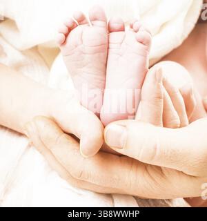 Baby Foots dans Mère et père mains Banque D'Images