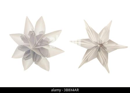 À partir de flocons blanc Origami paper isolated on white Banque D'Images