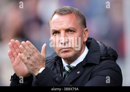Photo du dossier datée du 04-05-2025 du manager Celtic Brendan Rodgers qui croit qu’il y a maintenant une “attente” de Celtic remporter des triples nationaux alors que le club Parkhead se rapproche sur le sixième balayage propre en neuf ans. Date d'émission : jeudi 8 mai 2025. Banque D'Images