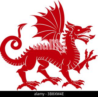 Heraldic Dragon Welsh manteau d'armoiries animal héraldique Illustration de Vecteur
