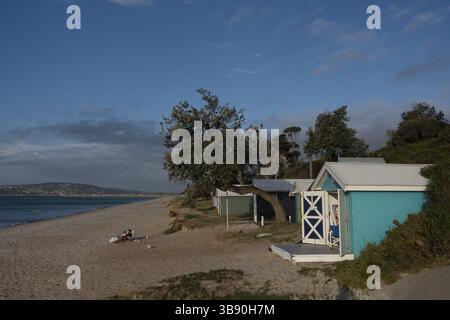 Cabanes de plage multicolores à Dromana Victoria, Australie, Océanie Banque D'Images