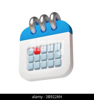 icône de calendrier vectoriel 3d avec date marquée pour un rappel d'événement ou de réunion. Calendrier avec marque pour planifier un rendez-vous, concept de planification de jour d'événement. Illustration de Vecteur